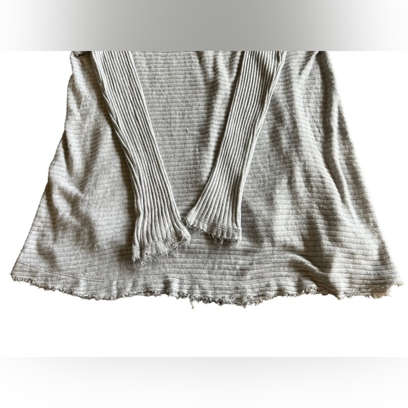 FREE PEOPLE We the Free Size S Ribbed Cowl Neck Gray Tunic Top Split Back Boho - Picture 8 of 14